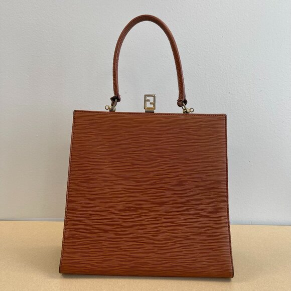 Fendi Vintage Brown Epi Leather Top Handle Bag - Preowned - Picture 1 of 15